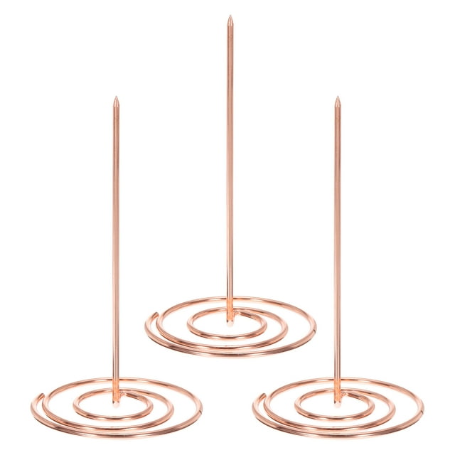 Unique Bargains Desk Paper Receipt Holder Spike Restaurant Invoice Bill Ticket Spindle, Rose Gold 3pcs