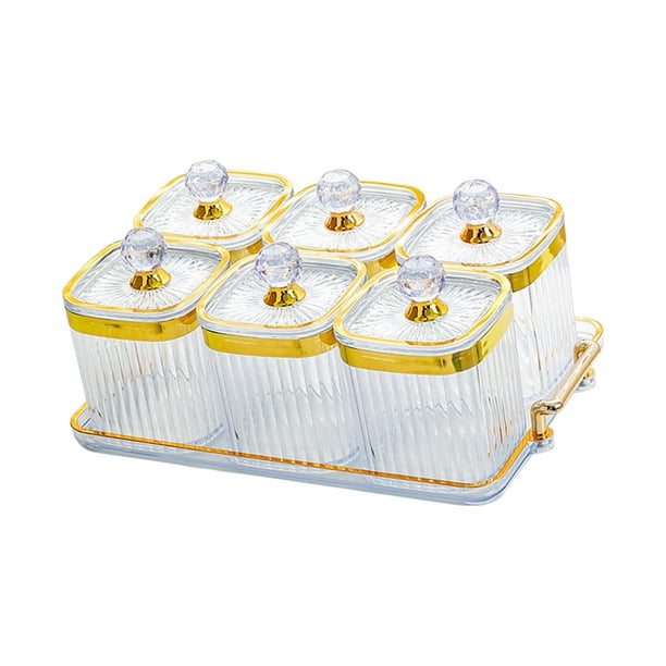 Plato de frutos secos, plato dividido para servir, plato para refrigerios, recipiente para almacenar alimentos, aperitivos Borrar 6 cuadrículas