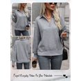 thumbnail image 6 of Hibeli Women Collared V Neck Drop Shoulder Long Sleeve Textured Top, 6 of 7