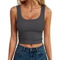 thumbnail image 3 of ANRABESS Crop Tops for Women Square Neck Sleeveless Ribbed Tank Tops Slim Fitted Basic Tee Shirts Cami Summer Clothes Charcoal M, 3 of 12