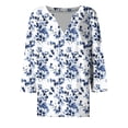 thumbnail image 4 of CYMMPU 3/4 Sleeve Blouses for Women Dressy Casual Spring Tops Loose Fit Flower Pattern V Neck Summer Fashion Shirts Tunic Tops Business Elegant Work Topss Multicolor XXXL, 4 of 5
