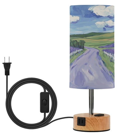 Touch Control Table Lamp with Wood Grain Metal Base 3 Color Temperature Adjustable LED Eye Caring Desk Lamp for Bedroom Study Pretty Beautiful Road