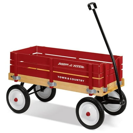 Open Box Radio Flyer Town and Country Wooden Wagon w/Removable Side Panels, Red