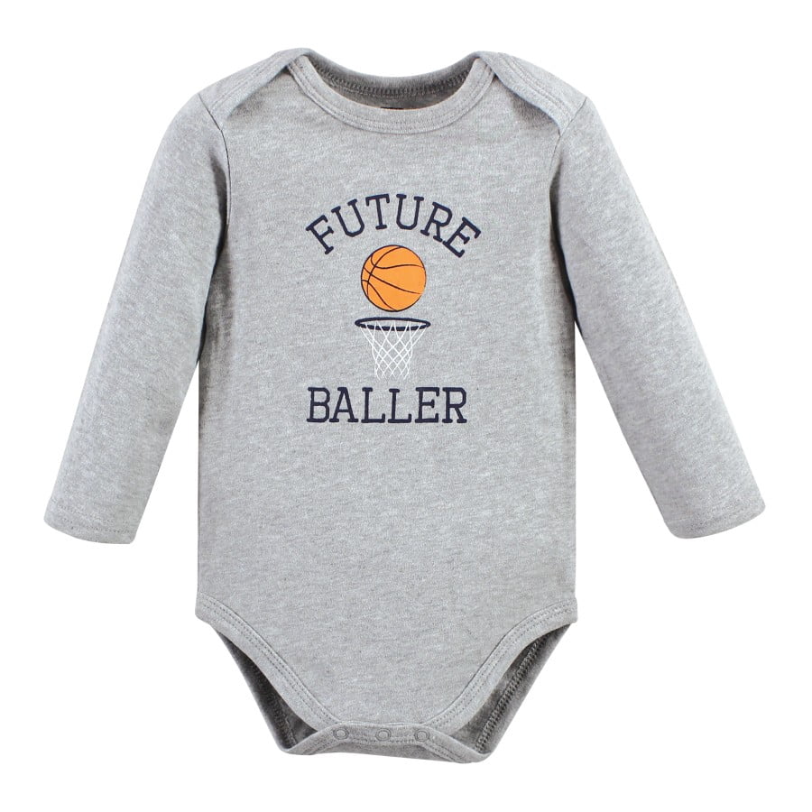 Hudson Baby Cotton Long-Sleeve Bodysuits, 3- Pack, Newborn- 24 Months