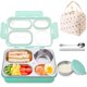 thumbnail image 1 of Lonchera Bento Box, Portátil Fiambrera Acero Inoxidable para Adultos con 5 Compartimentos, Luncheras Escolares 1150ML con Charola Extraíble, Tazón de Sopa y Bolsa Almuerzo, Fácil de Lavar, 1 of 7