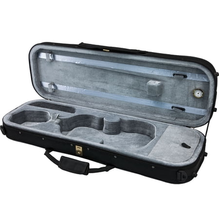 SKY 3/4 Size Violin Oblong Case Lightweight with Hygrometer Black/Light Grey