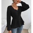 thumbnail image 2 of Long Sleeve Women V-Neck Slim Knit Sweater Pullover Jumper, 2 of 5