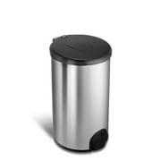 Ninestars Toe Tap 11.9-Gallon Trash Can, Stainless Steel
