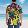 thumbnail image 4 of Honeii Colorful Pug Print Men’s Hawaiian Shirt,Classic Button-Down Short Sleeve Shirt, for Beach, Vacation, and Outdoor Activities,Large, 4 of 7