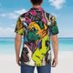 thumbnail image 4 of Balery Colorful Pug Camisas hawaianas de manga corta para hombre, camisas playeras de corte holgado, camisas de vacaciones con botones,Large, 4 of 7