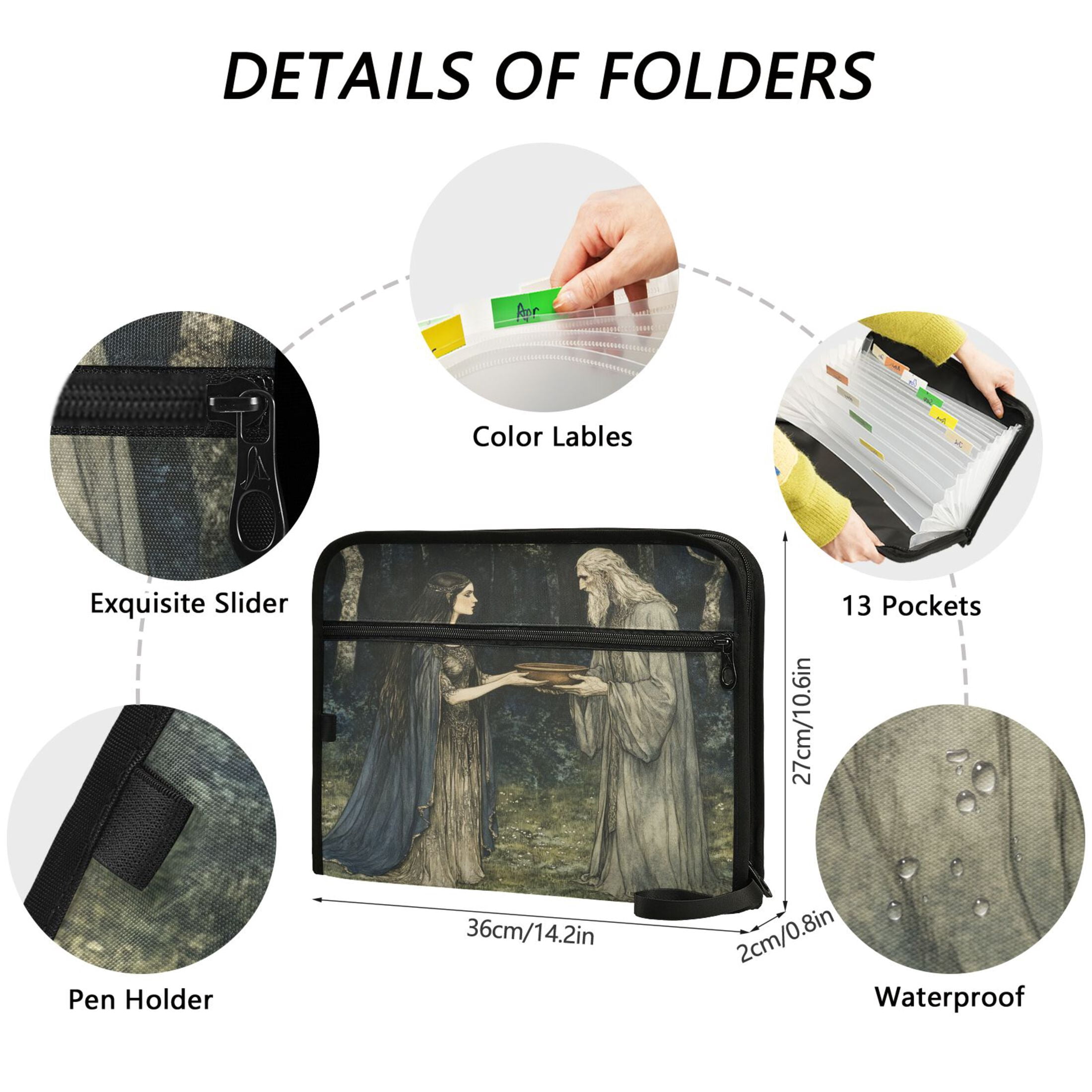WOBOGO Passing The Basin Expanding File Folder Letter Size Accordion Filing Organizer 13 Pocket Separate Organ Pocket