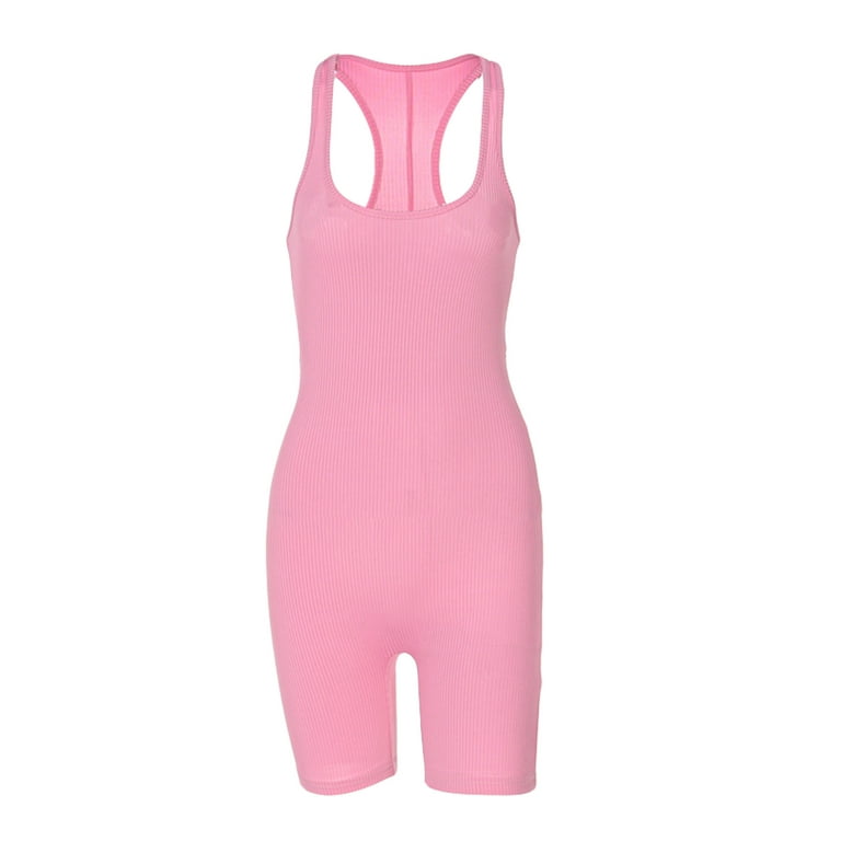 wybzd Women Sleeveless Bodysuits Solid Color Summer Ribbed Tank