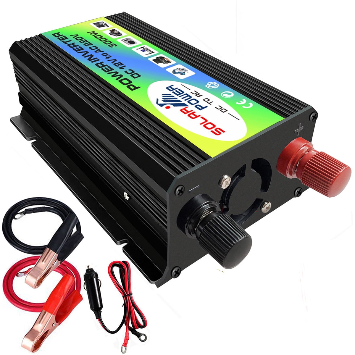 S-morebuy 3000W Solar Inverter DC 12V To AC 110V Car Converter