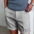 thumbnail image 3 of Stretch Cotton Linen Easy Shorts for Men Drawstring Elastic Waistband Shorts with Pockets Flat Front Linen Shorts Cotton Linen Casual Summer Beach Vacation Wear,Gray 3XL, 3 of 3