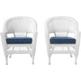 thumbnail image 3 of Jeco Stacking Wicker/Rattan Chair with Tufted Blue Cushion (Set of 2), 3 of 7