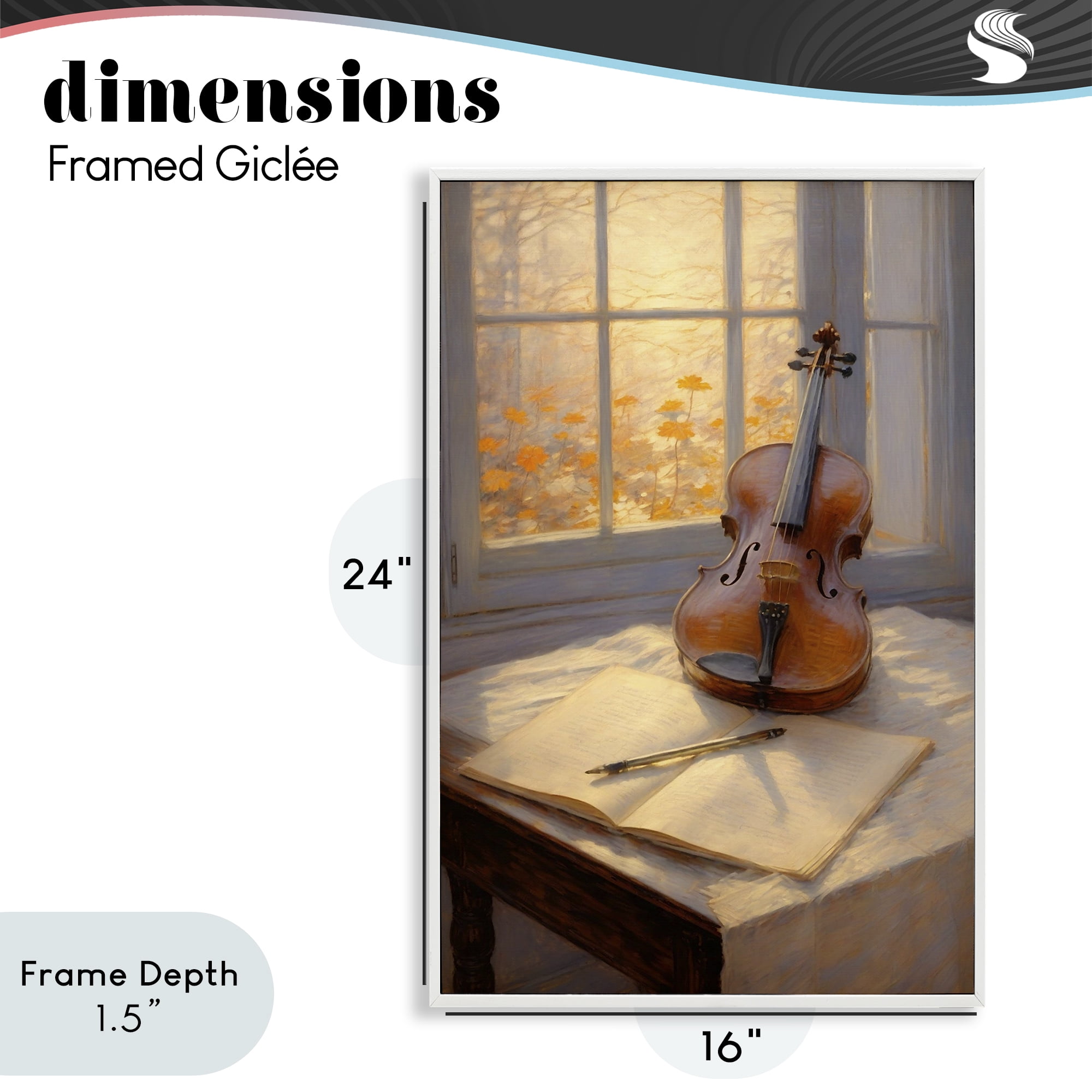 Stupell Industries Autumn Sunlit Violin White Framed Giclee Art, design by Angie Hawke