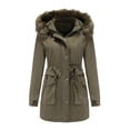 thumbnail image 1 of Moda casual mujer invierno sólido con capucha cordón cintura cremallera acolchado abrigo blusa Fridja  po138, 1 of 4