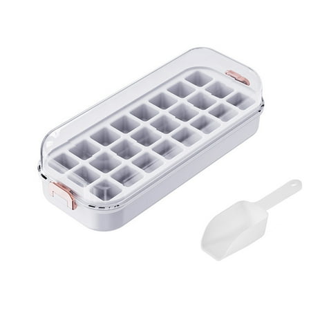 

Ice Cube Trays with Lid and Bin | Ice Maker with Silicone Bottom for Freezer | Small Square Ice Cube Molds for Chilling Cocktail and Milk Tea