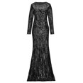 thumbnail image 4 of BangWanChi Black Dresses for Women Womens Fashion Sequin Slip Dress Sparkly Glitter Party Club Long Skirt Wrap Evening Formal Dress, 4 of 5