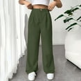 thumbnail image 5 of ZACPNCV Womens Loose Wide Leg Pants Casual Trousers High Waisted Loose Straight Leg Stylish Pants Suit Pants Olive Green, 5 of 8