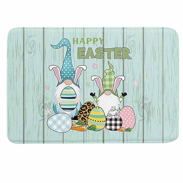 Easter Kitchen Rugs Easter Egg Gnome Kitchen Rug Anti-Fatigue Washable Cushioned Standing Non Slip Kitchen Mat Runner Floor Comfort Mat Area Rug for Kitchen Bathroom Laundry Room, 23.6 x 15.7 Inch