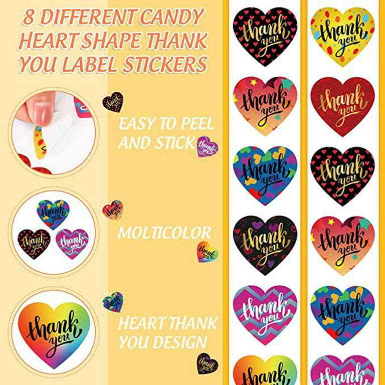 1.5 Glitter Pink Heart Stickers Valentines Day, Large Heart Labels  Valentines Decor 500 per Roll, Valentine's Day Love Decorations for Wedding