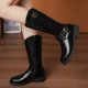 thumbnail image 2 of NECHOLOGY Botas Mujer Zapatos Botines para mujer Zapatos de mujer Botas largas hasta la rodilla de moda Tacones gruesos Botas largas de ante plisadas por encima de la rodilla (Black, 9), 2 of 5