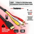 thumbnail image 4 of Quality Composite AV Cable for xbox 360/PS3/PC HDTV to 3RCA Cable with Gold Plated Connectors Video Audio Transmission, 4 of 9