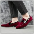 thumbnail image 5 of Mens Velvet Loafers Dress Shoes Loafers for Men Tuxedo Suit Shoes, Red/24, 12 US, 5 of 5