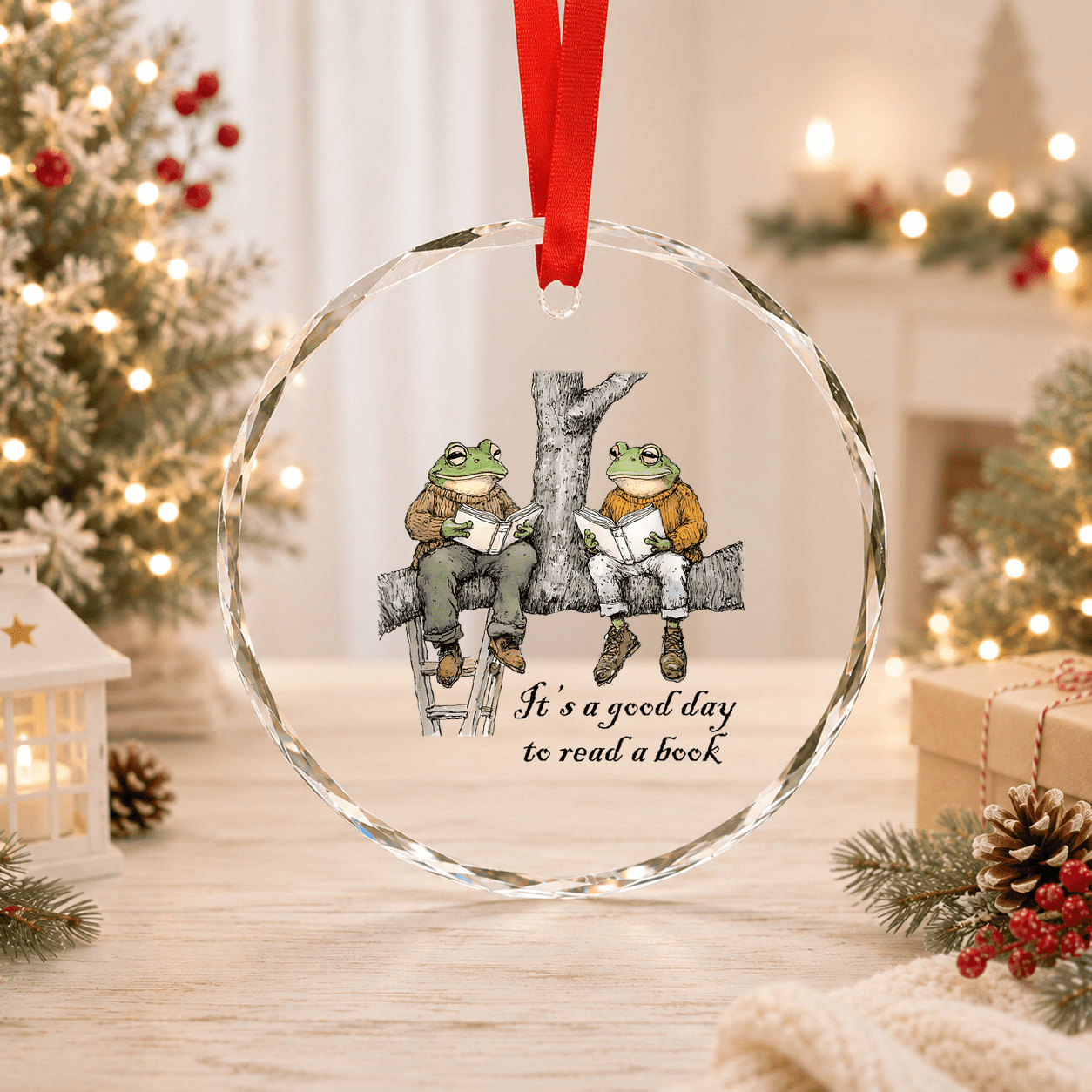 It S A Good Day To Read A Book Frog Toad Vintage Glass Ornament