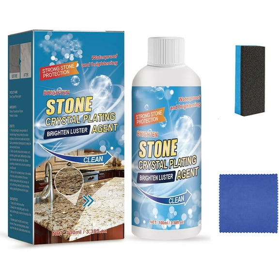 2024 New Stone Stain Remover Cleaner, Stone Crystal Plating Agent, Stone Crystal Plating Brighten Luster Agent, Marble Nano Crystal-Plating Agent, 1set