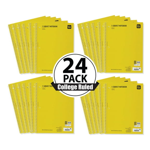 Pen+Gear College Rule Yellow 1 Sub Notebook, 8"x10.5, 70 Sheets Each (24 Pack), New