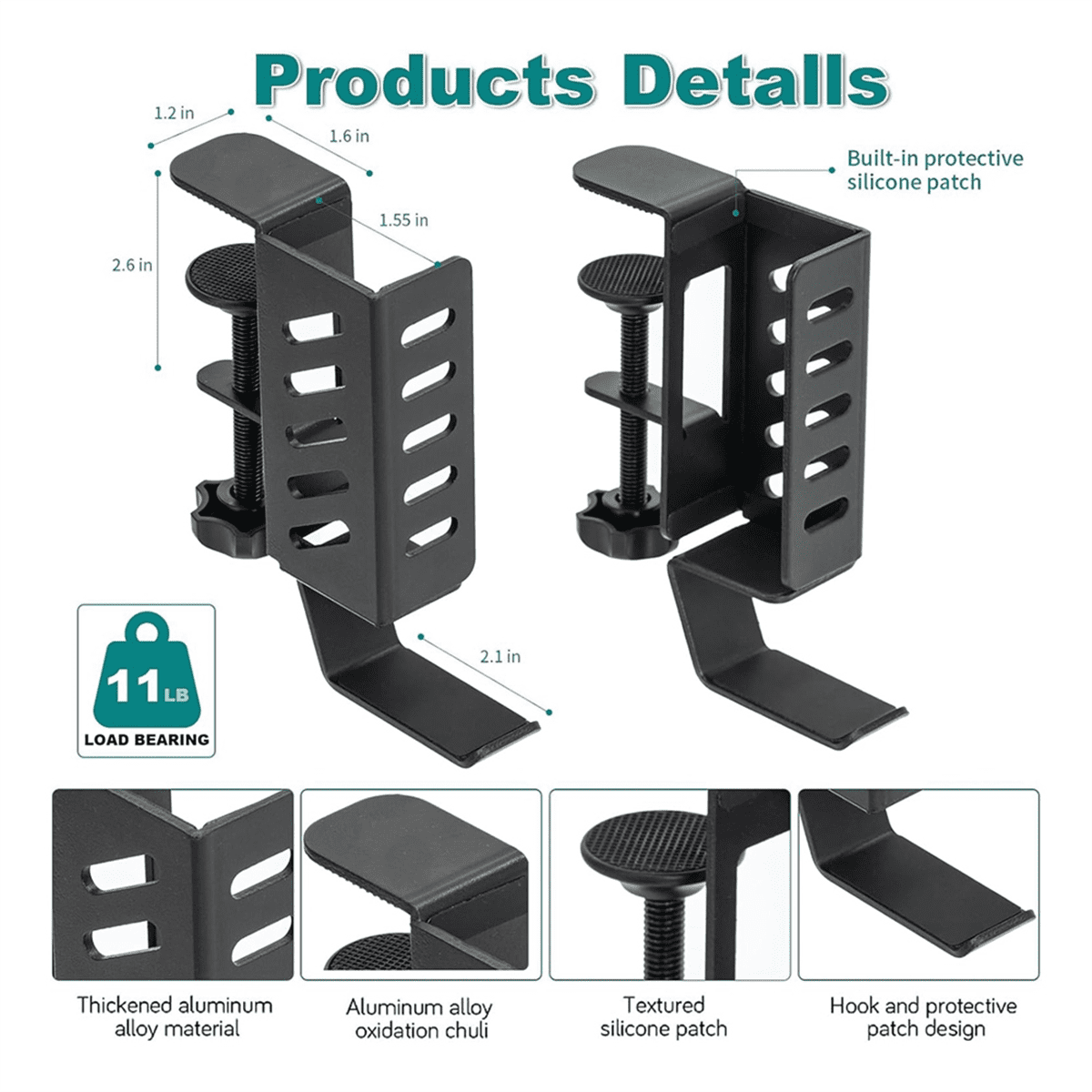 Desk Side Vertical Laptop Stand,No Drill Laptop Desktop Mount,Hanging Laptop Holder for Desk Side,Clamp on Desk Black
