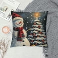 thumbnail image 2 of Orinice Snowman Christmas Tree Candle Graphic Decorative Cushion Throw Pillow Cover Winter Aesthetic Decor Square 1PC 18x18in, 2 of 5