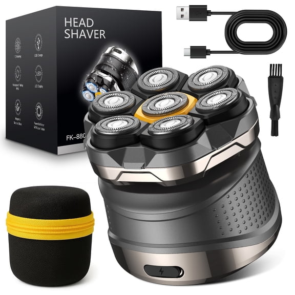 HOOICB Head Shaver for Bald Man, Cordless Electric Razor with 7D Floating Blades, Wet and Dry Use, USB Rechargeable Grooming Kit