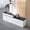 White & Black Marble; Right Hand High, variant on Modern Reception Desk - Lockable Drawers, Cable Management & Silent Tracks for Office, Lobby, Salon（White & Gray; Left Hand High; 63"L x 24"W x 39"H ）