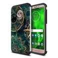 thumbnail image 1 of FINCIBO Hybrid Case Hard Plastic TPU Slim Back Cover for Motorola Moto G6 Plus 6", Teal Bohemian Flowers Compass, 1 of 2