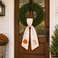 thumbnail image 5 of CHJK Pumpkin Embroidered Wreath Sash, 4ft L Fall Orange Scalloped Edge Ribbon Bow, Autumn Front Door Decor, Reusable Fabric Tie for Floral and Party Events, #17, 5 of 6