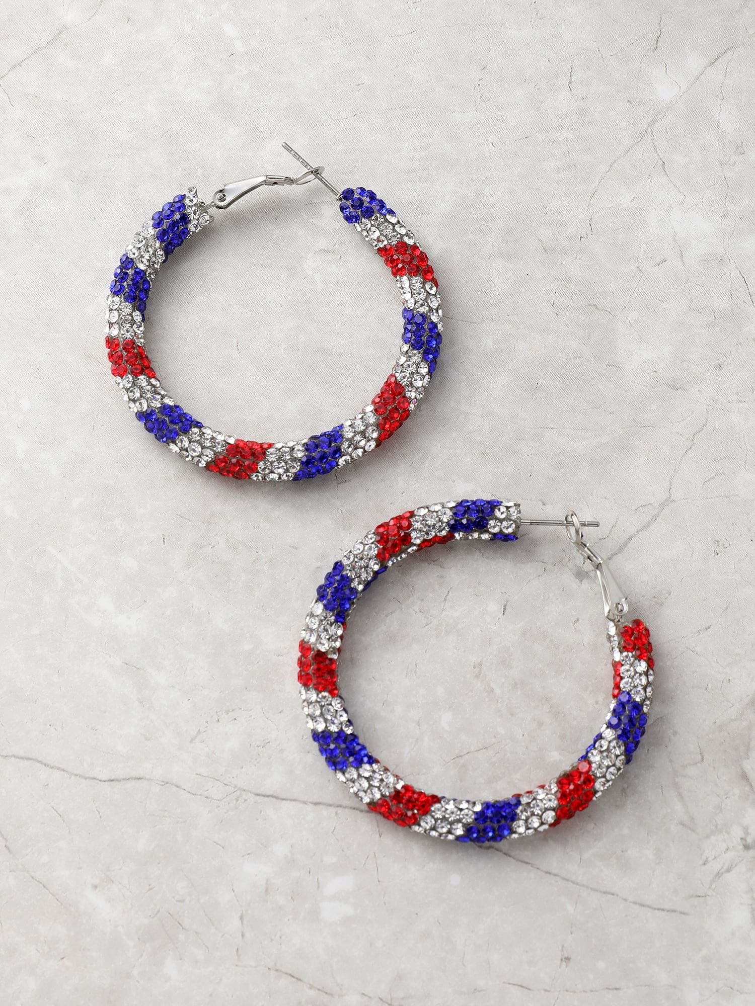 Way to Celebrate Americana Rhinestone Hoop Earring, 1 Pair