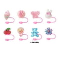 thumbnail image 3 of Cartoon Straw Cover 10mm - 8PCS Cute Silicone Straw Toppers, Reusable Drink Markers, Anti-splash Protectors for Party Cups, Food Grade Decorative Accessories, 3 of 6