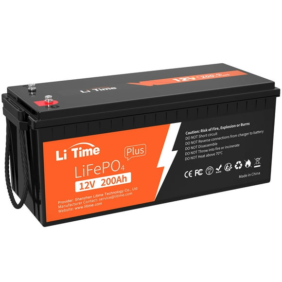 LiTime 12V 200Ah PLUS Lithium LiFePO4 Battery, 200A BMS Max 2560W Power Output 4000+ Deep Cycles Lithium Battery for RV, Solar, Marine, Off-Grid