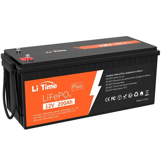 LiTime 12V 200Ah PLUS Lithium LiFePO4 Battery, 200A BMS Max 2560W Power  Output 4000+ Deep Cycles Lithium Battery for RV, Solar, Marine, Off-Grid 
