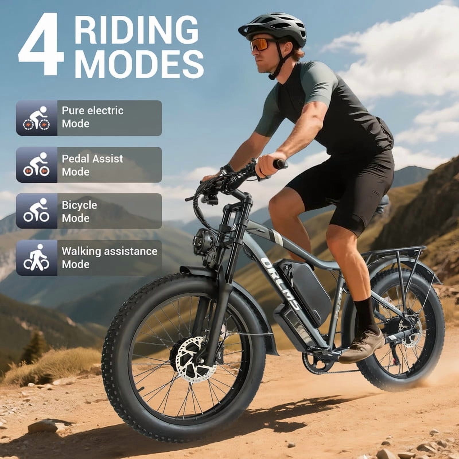 3000W（Peak)Motor 190NM Electric Bike SMLRO MX500 for Adults,with 52V25Ah Battery e bicycles,24" Fat Tire All-Terrain Electric Bicycle for Adult, Max 37MPH Ebike,7-Speed UL2849