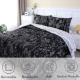 thumbnail image 3 of URBONUR 5 Piece Black Floral Comforter Set Queen Printed Botanical Bed in A Bag Branches Bedding Set Reversible Plant Bed Sets with Sheets for Women Men, 3 of 8