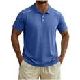 thumbnail image 2 of Agkizg Men Pullover Button Down Collar Shirts, Solid Color Short Sleeve Tops Fashion Casual Soft Breathable Sport Tees for Daily Outdoor Summer Wear, 2 of 6