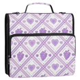 thumbnail image 2 of Haosy 3 Ring Zipper Binder with Shoulder Strap Waterproof Trapper Keeper 2 Inch D-Ring 500 Sheets Capacity, Lavender Grape Heart, 2 of 8