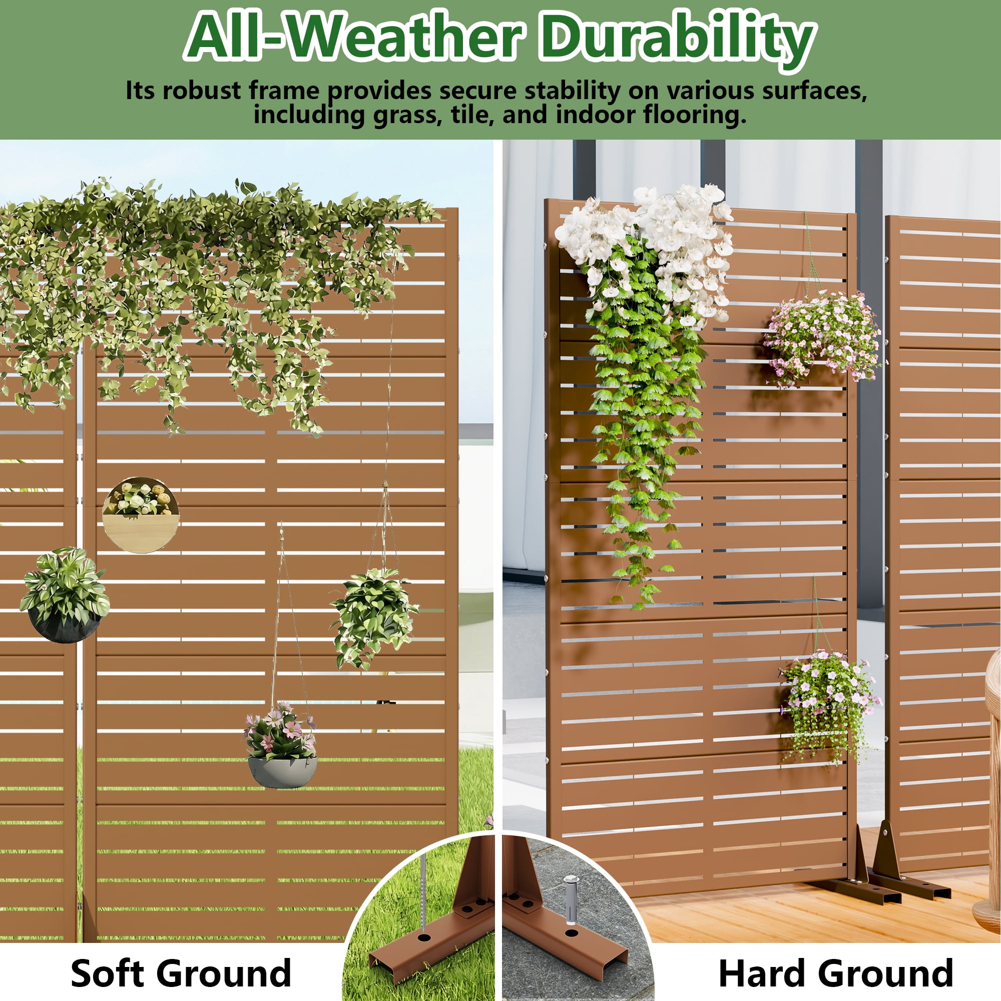 Metal Privacy Metal Screen Fence Panel Set of 2
