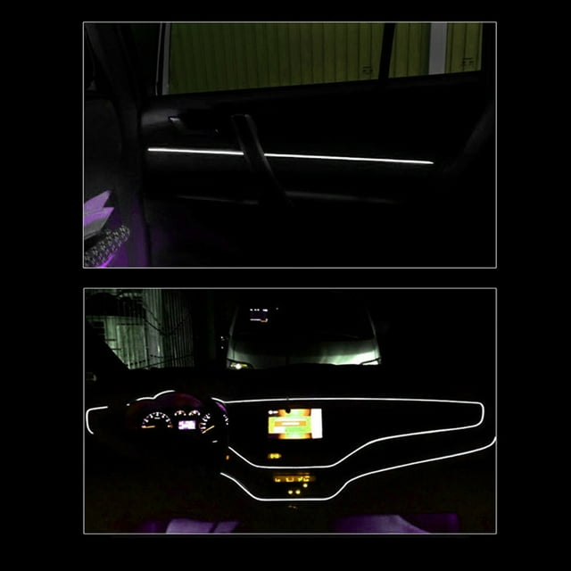 Car LED Decorative Lamp Parts, Car Decorative Light Strip Interior Lighting Auto LED EL Cold Lamp Modification Parts 4 Meters