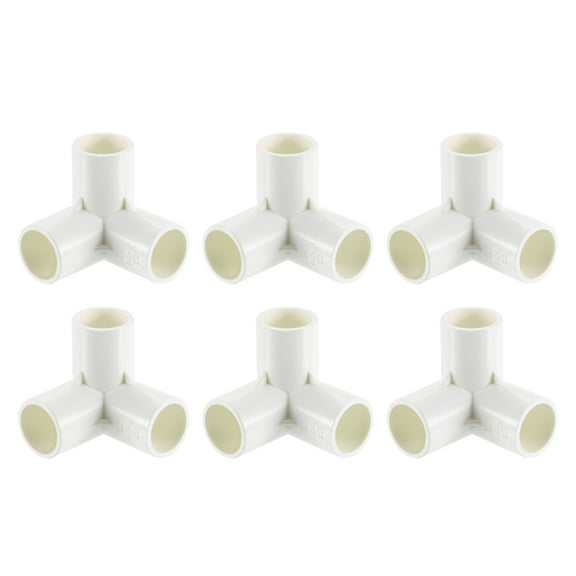 1/2" Fittings, 6Pcs 3 Way Elbow Connector Elbow Corner Fitting, White