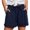 Dark Blue, variant on Vivianyo HD Women's Summer Drawstring Elastic Waist Cuffed Hem Shorts, Solid Loose Textured Casual Short Bottoms for Women, Women's Rose Gold, Sizes S-2XL
